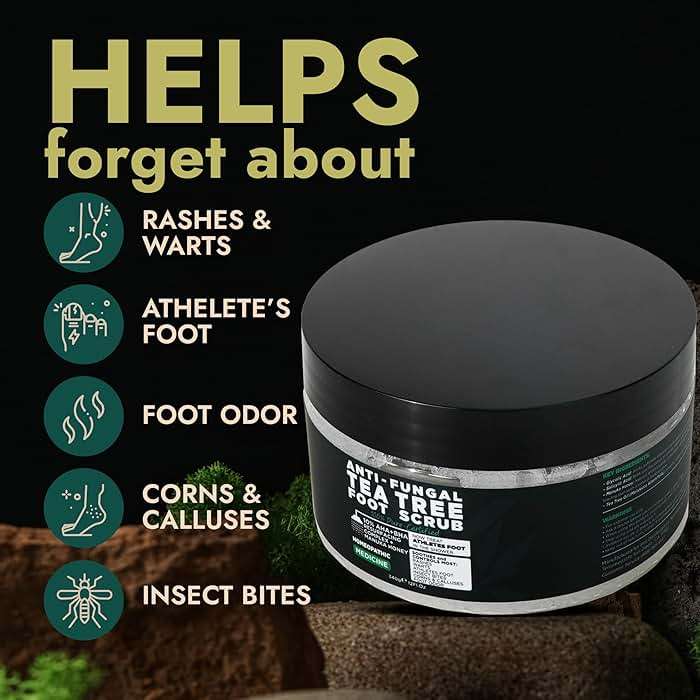 Foot Scrub with Tea Tree Oil | Callus Remover For Feet | Exfoliating Scrub with Salicylic and Glycolic Acid for Dead Skin, Athlete’s Foot, Warts, Corns, Rashes, Foot Odor, Insect Bites and Foot Care - Image 2