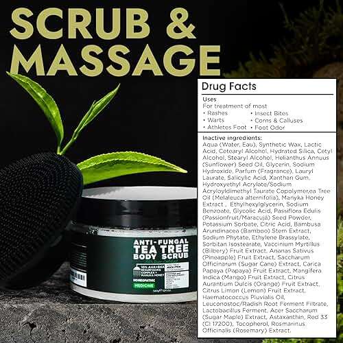 Foot Scrub with Tea Tree Oil | Callus Remover For Feet | Exfoliating Scrub with Salicylic and Glycolic Acid for Dead Skin, Athlete’s Foot, Warts, Corns, Rashes, Foot Odor, Insect Bites and Foot Care - Image 3