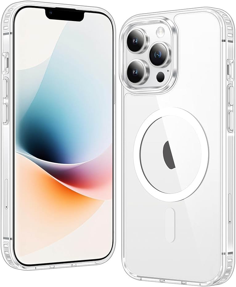 FNTCASE for iPhone 13 Pro-Max Case: Clear Magnetic Phone Cases Compatible with Magsafe Slim Anti Yellowing Military Grade Drop Protection Rugged Protective Transparent Cell Phone Cover (A-Clear) - Product Image