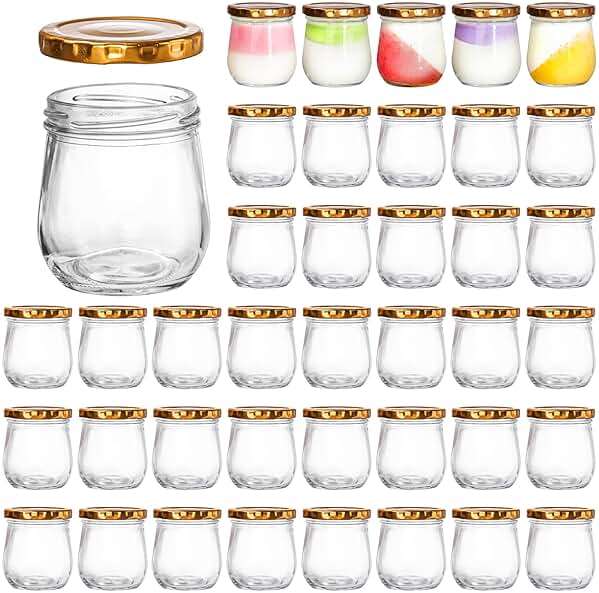 WRINGKIT 40 Pack Glass Mason Jars, 6 Oz Small Jam Canning Jars with Airtight Lids, Clear Mason Spice Jars for Pudding, Jelly, Honey, Sauces, Yogurt - Image 1