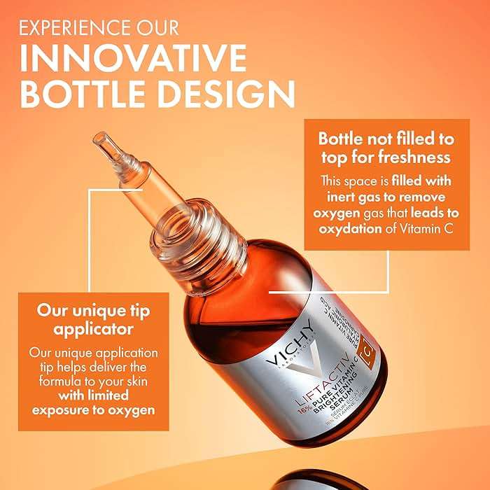 Vichy LiftActiv Vitamin C Serum For Face, Brightening Serum With Pure Vitamin C + Hyaluronic Acid + Vitamin E, Reduces Fine Lines, Smooths Skin Texture, Improves Radiance, Anti Aging - Image 5