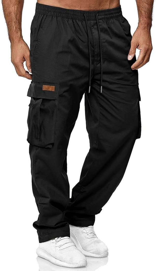 HOTake Men's Casual Cargo Sweatpants Waist Drawstring Joggers Hiking Tactical Pants for Men with Pockets - Product Image