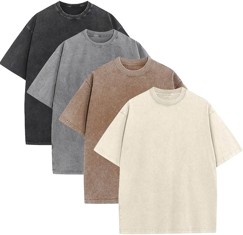 KEEPSHOWING Mens Oversized T Shirts Acid Wash Loose Fit Vintage Washed Tee Shirt Short Sleeve Streetwear Casual T-Shirts - Product Image