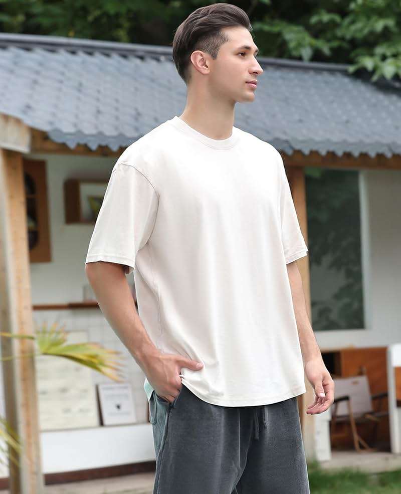 KEEPSHOWING Mens Oversized T Shirts Acid Wash Loose Fit Vintage Washed Tee Shirt Short Sleeve Streetwear Casual T-Shirts - Image 2