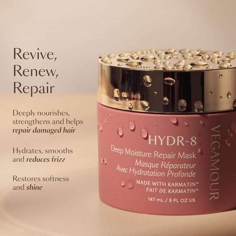 Vegamour HYDR-8 Full Routine Kit Includes HYDR-8 Hydrate and Repair Shampoo & Conditioner, Deep Moisture Repair Mask, Leave-In Conditioner & Weightless Repair Oil for Dry, Damaged Hair - Image 2