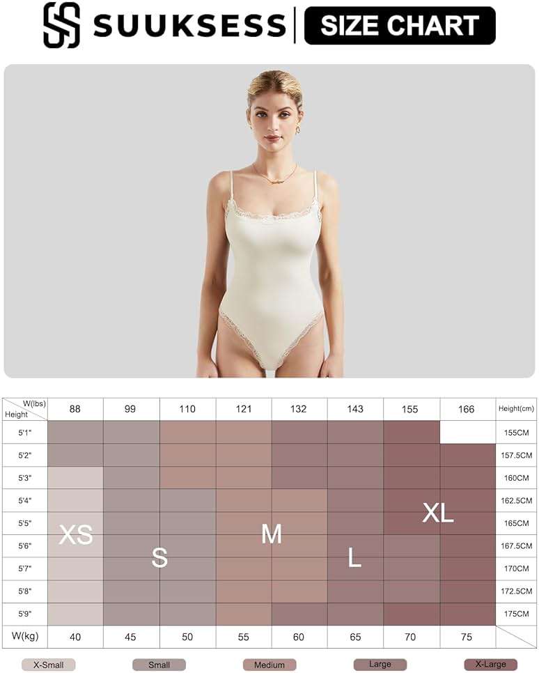 SUUKSESS Women Square Neck Lace Bodysuit Sleeveless Spaghetti Strap Tank Top - Image 5
