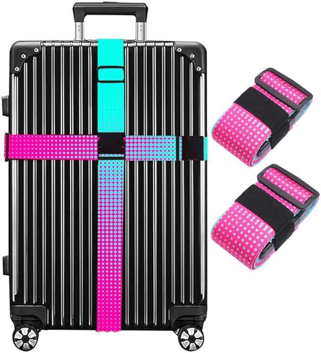 XioioiX Luggage Straps for Suitcases TSA Approved Easy Pack Organized Suitcase Strap, Luggage Strap, Luggage Belt Strap, Bag Straps for Luggage. Buckle Straps Travel Accessories (Gradient Dot) - Image 1