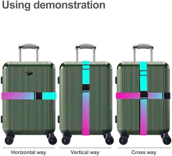 XioioiX Luggage Straps for Suitcases TSA Approved Easy Pack Organized Suitcase Strap, Luggage Strap, Luggage Belt Strap, Bag Straps for Luggage. Buckle Straps Travel Accessories (Gradient Dot) - Image 6