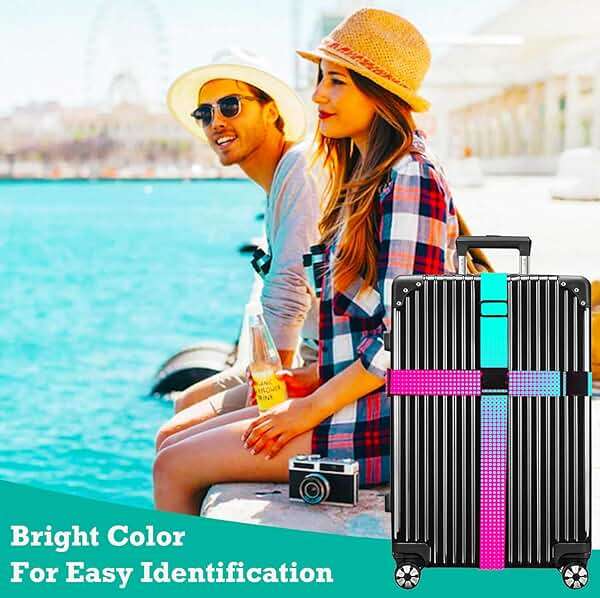 XioioiX Luggage Straps for Suitcases TSA Approved Easy Pack Organized Suitcase Strap, Luggage Strap, Luggage Belt Strap, Bag Straps for Luggage. Buckle Straps Travel Accessories (Gradient Dot) - Image 7