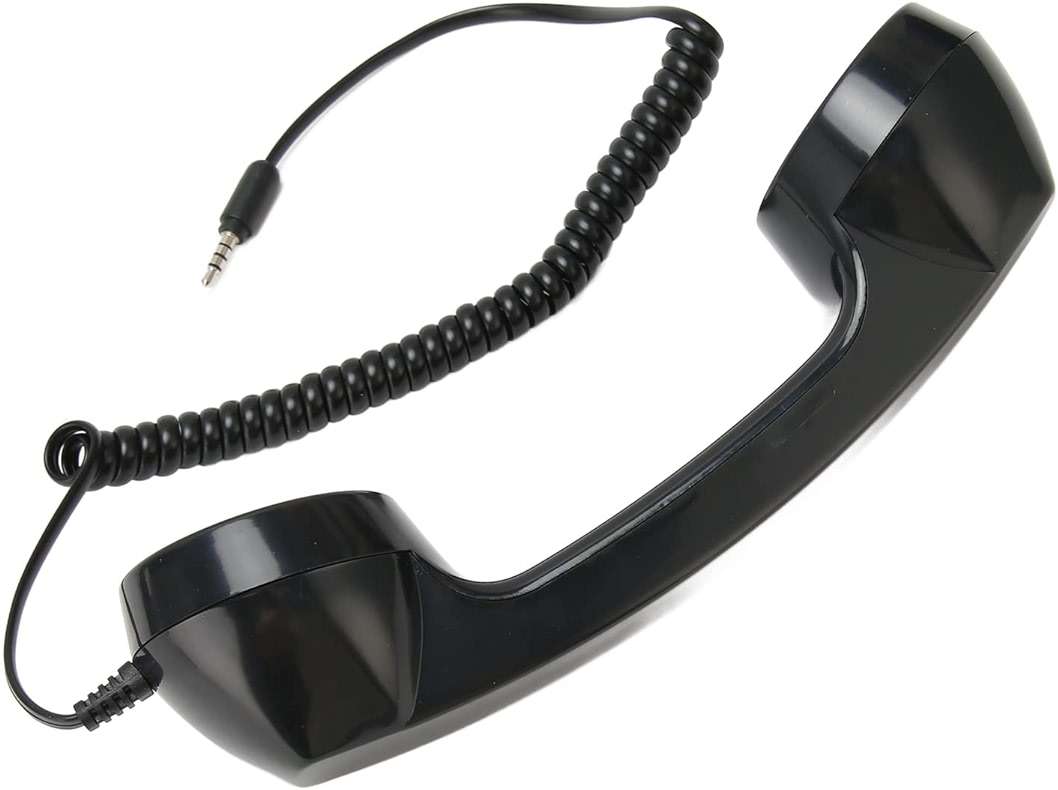 Retro Phone Handset, One Touch Answer, Radiation Proof 3.5mm Sound Plug with 1m Coiled Cord, Suitable for All Smartphones and Computers (Black) - Image 4