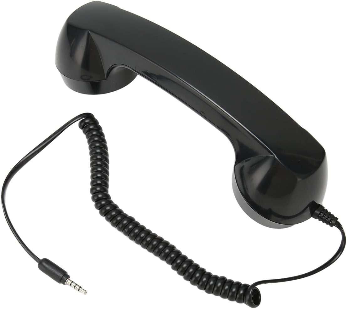 Retro Phone Handset, One Touch Answer, Radiation Proof 3.5mm Sound Plug with 1m Coiled Cord, Suitable for All Smartphones and Computers (Black) - Image 7