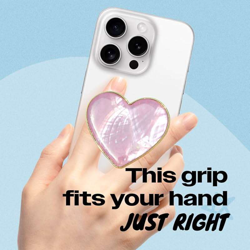 OnTheGrip Cute Natural Seashell Design Heart Shape Collapsible Mobile Phone Grip Stand Holder for Smartphone Tablet Cell Phone Accessory (Violet) - Image 2