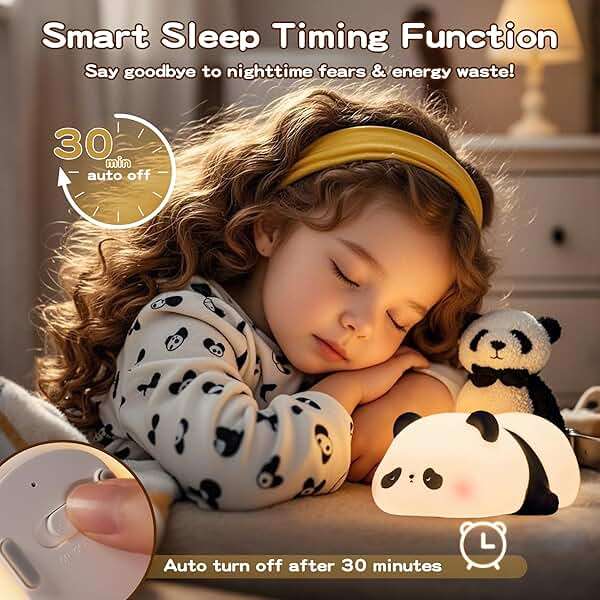 FAMIDUO Panda Night Light for Kids, Silicone Squishy LED Lamp, Food Grade BPA-Free Nursery Nightlight, 3-Level Dimmable Rechargeable, Portable Bedside Desk Decor for Baby Boys Girls, Funny Panda Gifts - Image 4