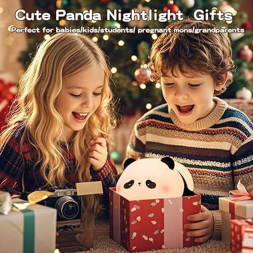 FAMIDUO Panda Night Light for Kids, Silicone Squishy LED Lamp, Food Grade BPA-Free Nursery Nightlight, 3-Level Dimmable Rechargeable, Portable Bedside Desk Decor for Baby Boys Girls, Funny Panda Gifts - Image 8