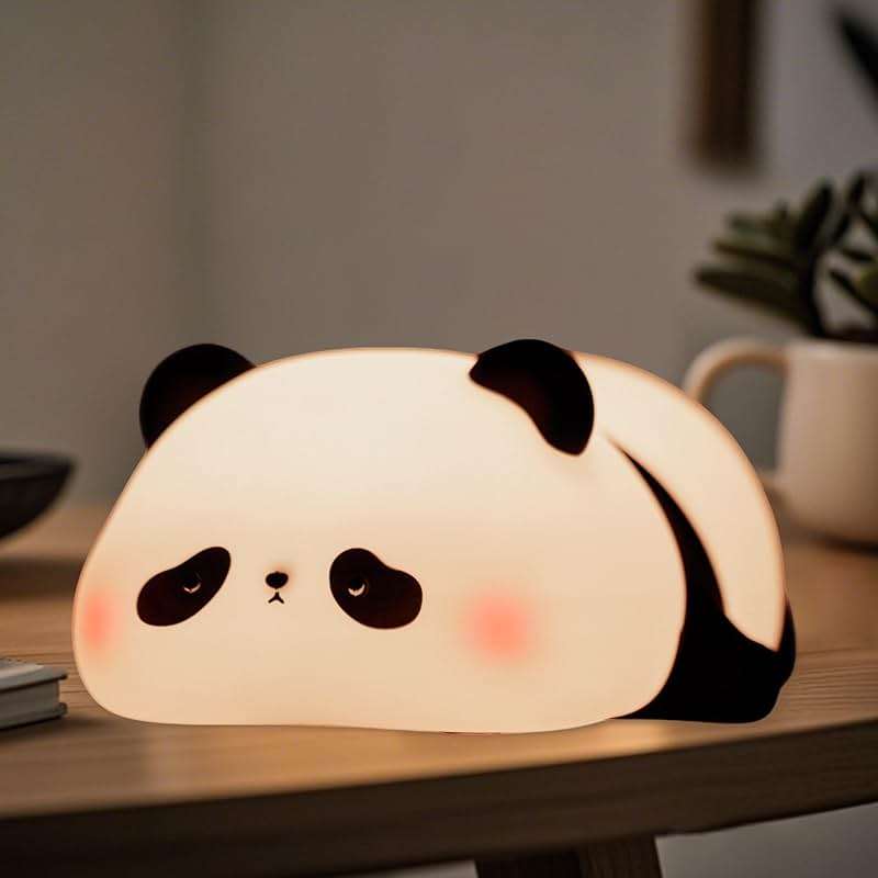 FAMIDUO Panda Night Light for Kids, Silicone Squishy LED Lamp, Food Grade BPA-Free Nursery Nightlight, 3-Level Dimmable Rechargeable, Portable Bedside Desk Decor for Baby Boys Girls, Funny Panda Gifts - Image 9