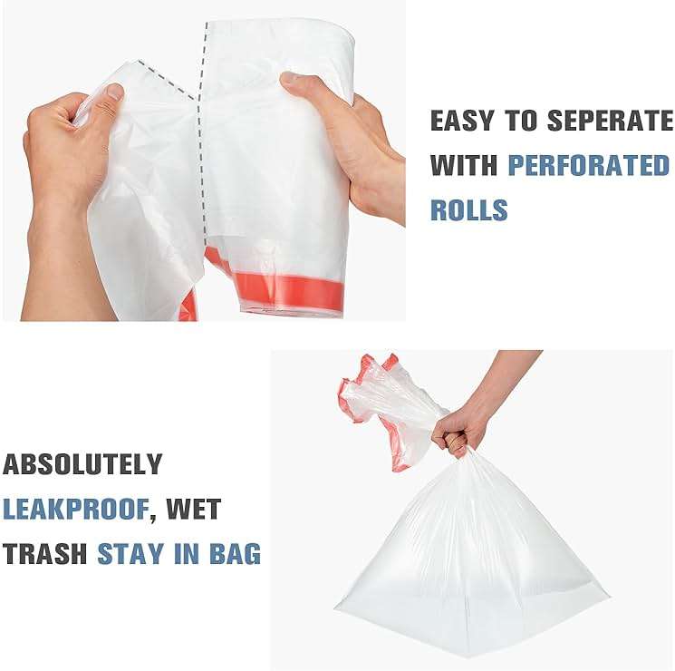 Geiteoa 16-18 Gallon Trash Bags with Drawstring, Clear, Large Strong Trash Can Liners, Heavy Duty Plastic Garbage Bags for Home Kitchen Office Lawn Commercial, (105) - Image 6