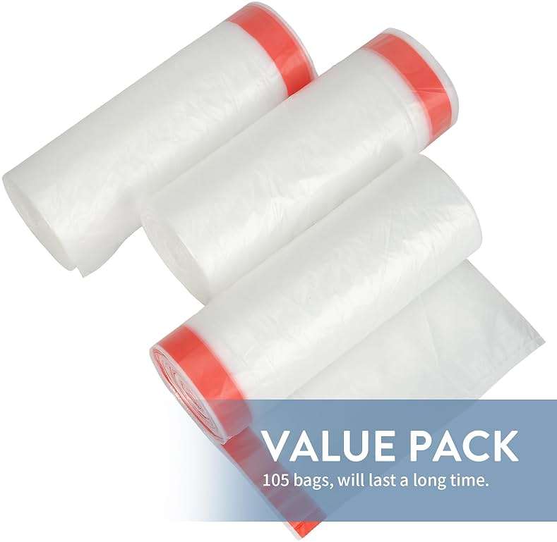 Geiteoa 16-18 Gallon Trash Bags with Drawstring, Clear, Large Strong Trash Can Liners, Heavy Duty Plastic Garbage Bags for Home Kitchen Office Lawn Commercial, (105) - Image 8