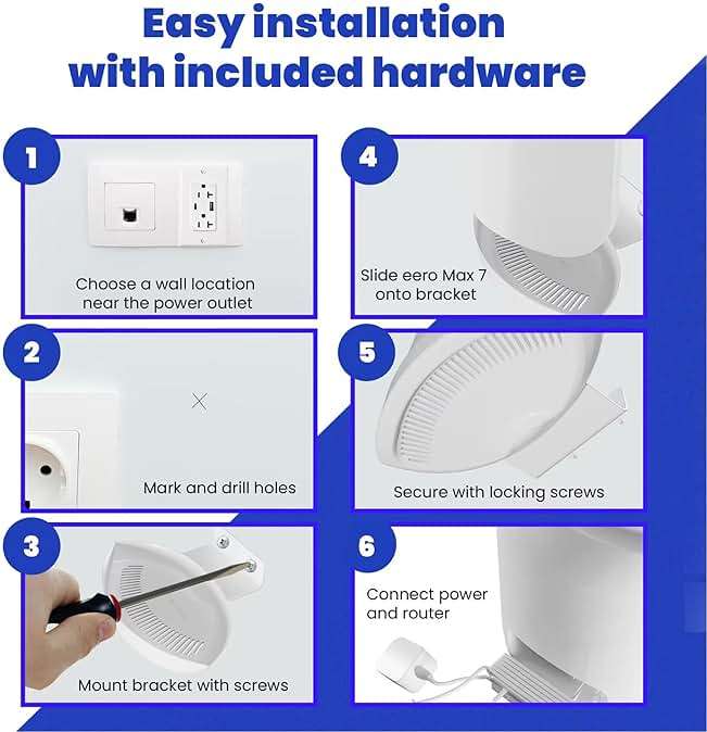 SONGCHEER Wall Bracket for Eero Max 7 Aluminum Alloy Max 7 Wall Mount Sturdy and Durable Space Saving Wall Mount Holder Compatible with Max 7 Mesh WiFi Router (White-3Pack) - Image 3
