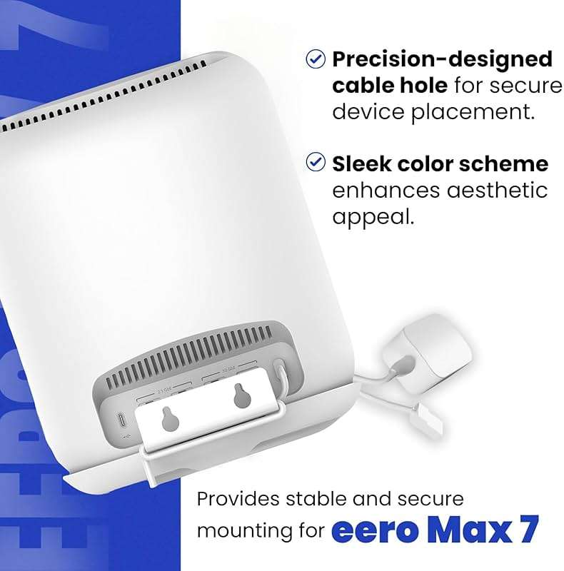SONGCHEER Wall Bracket for Eero Max 7 Aluminum Alloy Max 7 Wall Mount Sturdy and Durable Space Saving Wall Mount Holder Compatible with Max 7 Mesh WiFi Router (White-3Pack) - Image 5