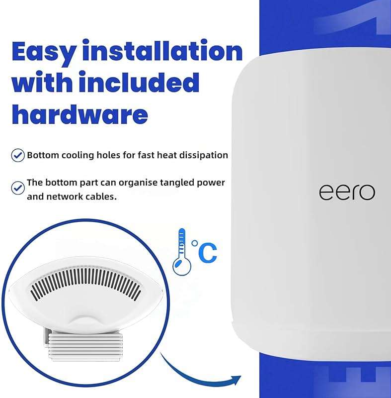 SONGCHEER Wall Bracket for Eero Max 7 Aluminum Alloy Max 7 Wall Mount Sturdy and Durable Space Saving Wall Mount Holder Compatible with Max 7 Mesh WiFi Router (White-3Pack) - Image 6