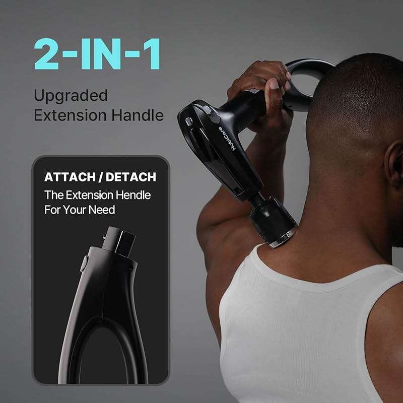 HuBDIC HubiCare Heat and Cool Massage Gun with Upgraded Extension Handle, Percussion Massage Gun Deep Tissue, Muscle Back Massagers Handheld, Portable for Pain Relief, LED Display - Image 3