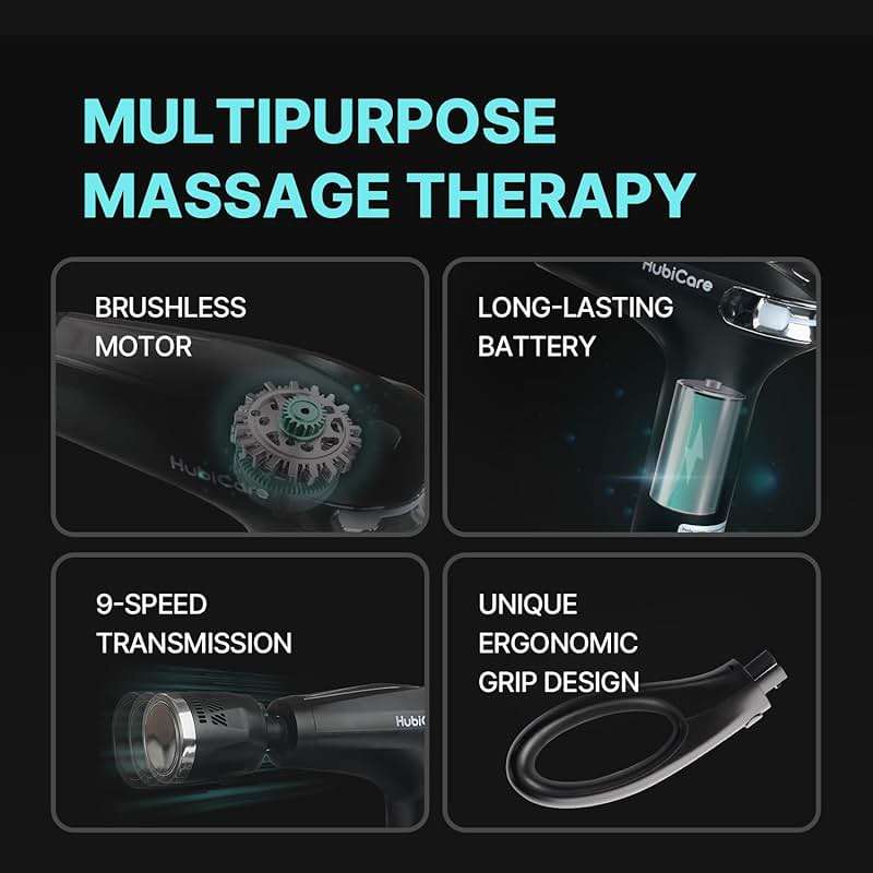 HuBDIC HubiCare Heat and Cool Massage Gun with Upgraded Extension Handle, Percussion Massage Gun Deep Tissue, Muscle Back Massagers Handheld, Portable for Pain Relief, LED Display - Image 5