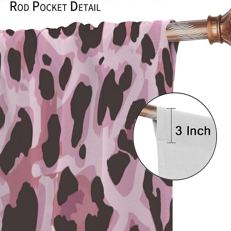 Pink Leopard Pattern Blackout Curtains, Sexy Fancy Modern Simple Cheetah Skin Pattern Home Rod Pocket Window Curtains,for Bedroom Living Room 42"" W X 45"" L, Style-6 - Image 6