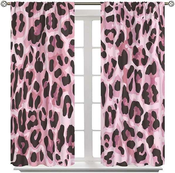 Pink Leopard Pattern Blackout Curtains, Sexy Fancy Modern Simple Cheetah Skin Pattern Home Rod Pocket Window Curtains,for Bedroom Living Room 42"" W X 45"" L, Style-6 - Image 8
