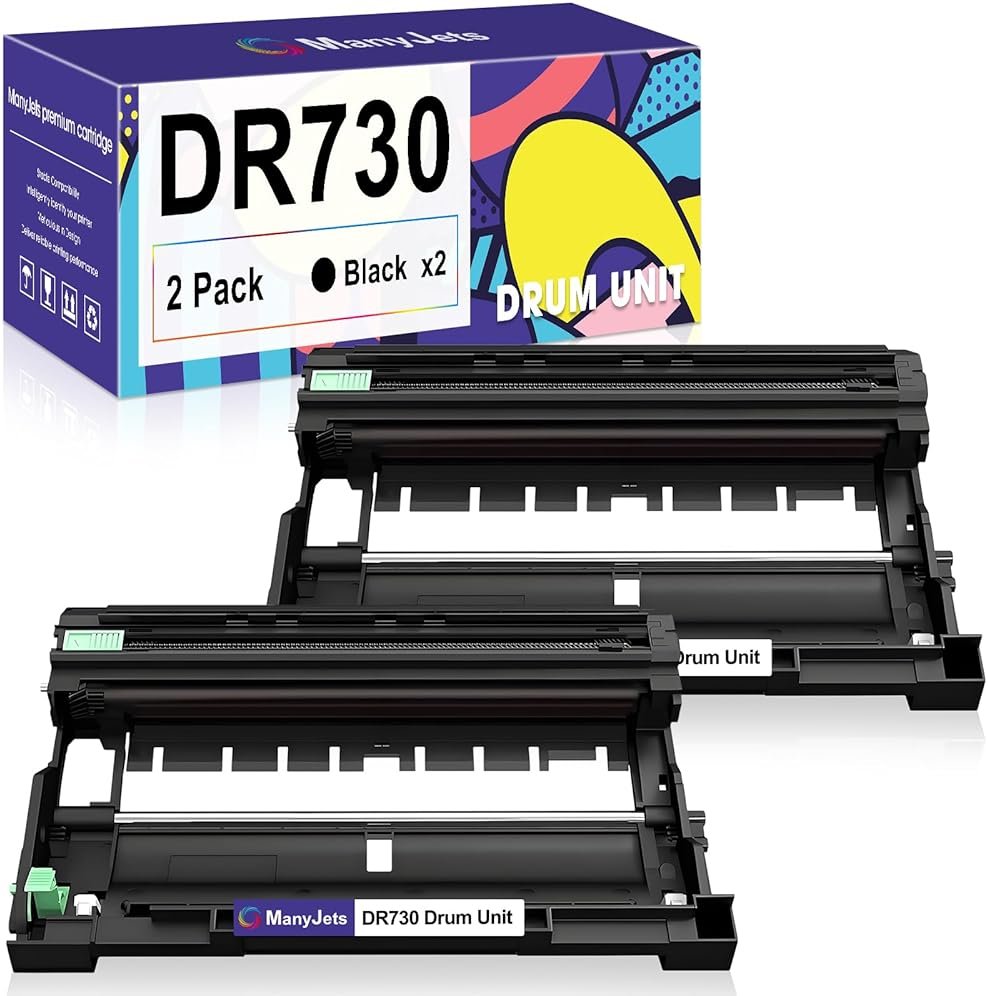ManyJets DR730 Drum Unit - Compatible for Brother DR730 DR-730 DR760 DR-760 Drum - for HL-L2370DW HL-L2395DW MFC-L2710DW MFC-L2750DW DCP-L2550DW MFC-L2690DW MFC-L2730DW Printer(Not Toner,2-Pack) - Product Image