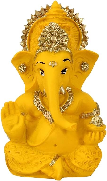 TIED RIBBONS Ganesh Statue for Car Dashboard, Resin 4 Inch | Ganesha Idol for Home Office Desk Pooja Mandir, Baby | Ganpati Murti, Diwali Gift, Indian Return Gifts - Product Image