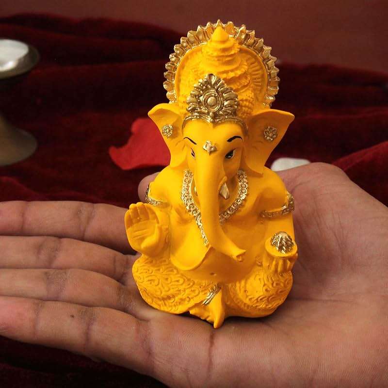 TIED RIBBONS Ganesh Statue for Car Dashboard, Resin 4 Inch | Ganesha Idol for Home Office Desk Pooja Mandir, Baby | Ganpati Murti, Diwali Gift, Indian Return Gifts - Image 4