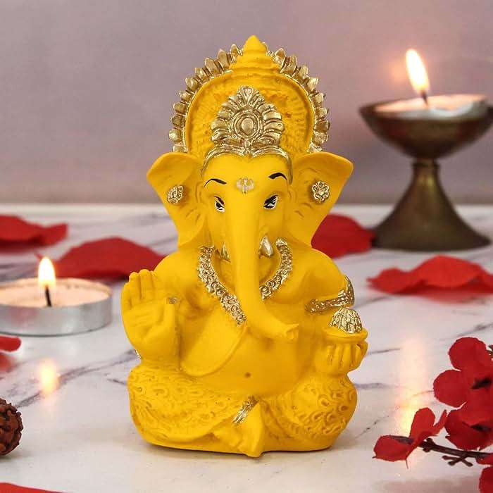 TIED RIBBONS Ganesh Statue for Car Dashboard, Resin 4 Inch | Ganesha Idol for Home Office Desk Pooja Mandir, Baby | Ganpati Murti, Diwali Gift, Indian Return Gifts - Image 6