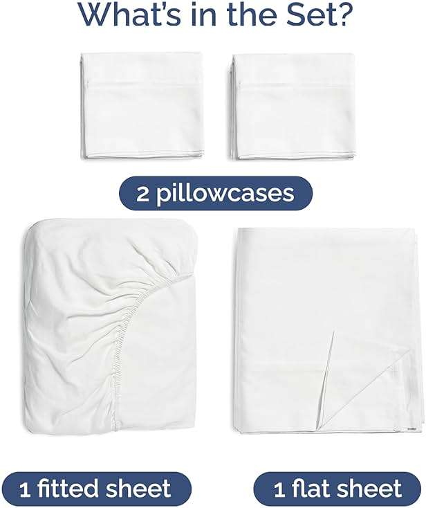 100% Rayon Derived From Bamboo - Bamboo Sheets Queen Size - Cooling Sheets for Queen - Ultra Soft, Breathable & Hotel Luxury Bedding - 1 Flat & 1 Fitted & 2 Pillowcases w/ 18 Inch Deep Pockets - White - Image 2