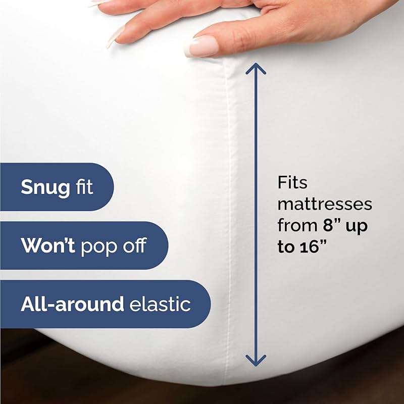 100% Rayon Derived From Bamboo - Bamboo Sheets Queen Size - Cooling Sheets for Queen - Ultra Soft, Breathable & Hotel Luxury Bedding - 1 Flat & 1 Fitted & 2 Pillowcases w/ 18 Inch Deep Pockets - White - Image 6