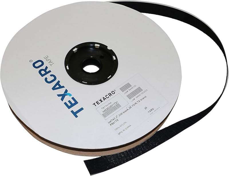 TEXACRO Velcro Brand Essential Hook 70 PSA 32-25 Yard Roll 1" Wide, Black - Image 1