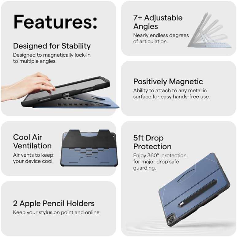 Zugu Case for iPad Pro 13 (M4/M5) 2024/2025, Slim Protective Cover with Apple Pencil Holder, Auto Wake/Sleep, Multiple Viewing Angles, iPad Pro 13 Inch Cover, Phone Protectors, Black - Image 7