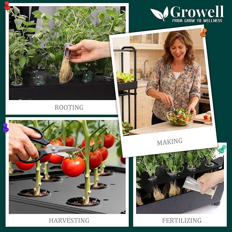 Growell 90-Pod Hydroponics Growing System, Large Vertical Hydroponic Garden with Smart Full-Spectrum Grow Lights, Auto Circulating Water, Mobile Indoor Gardening System for Herbs, Vegetables & Fruits - Image 8