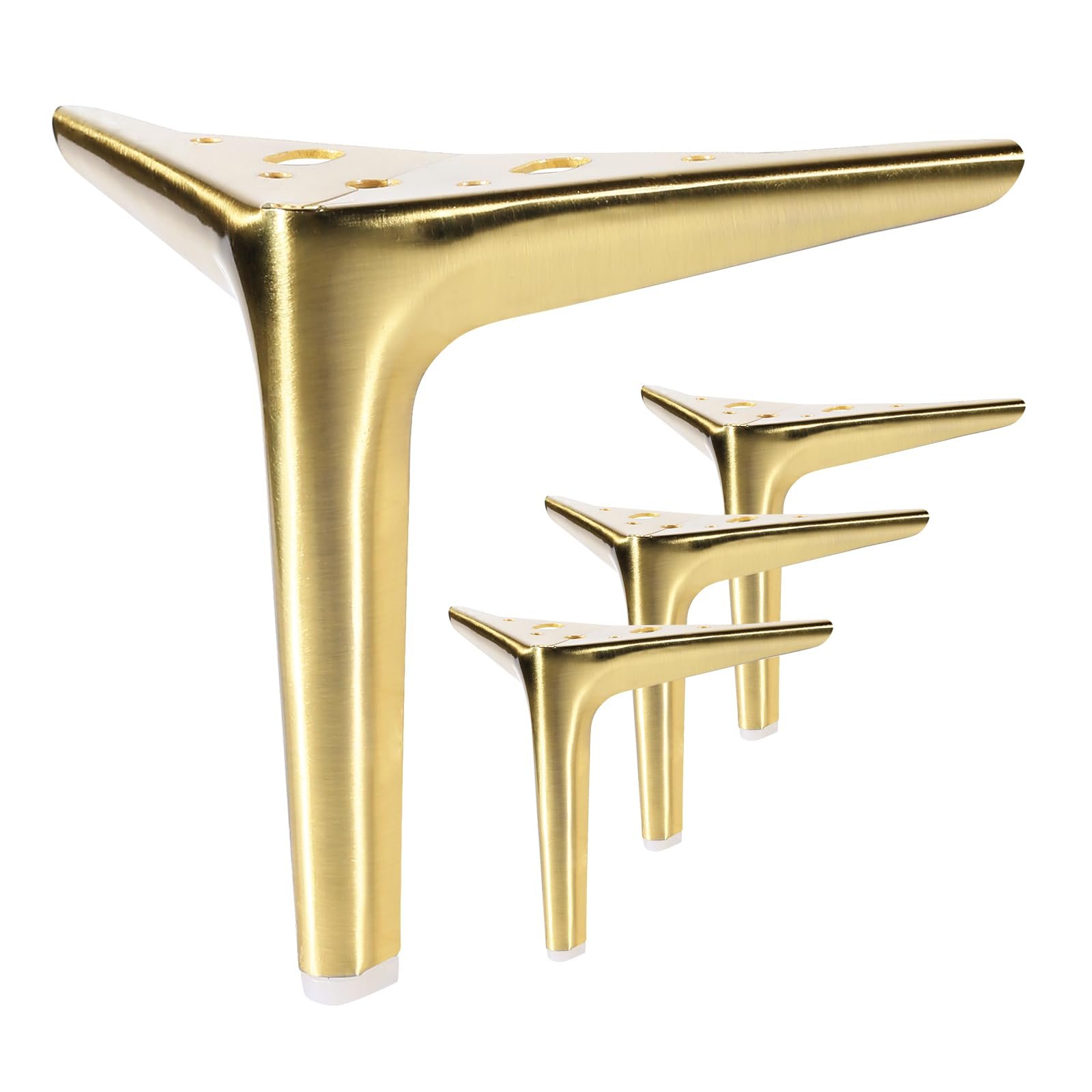 Anterrific 6 Inch Brushed Gold Furniture Legs, Metal Set of 4 for Sofa, Cabinet, Ottoman, Table, Night Stand and Dresser - DIY Replacement - Product Image