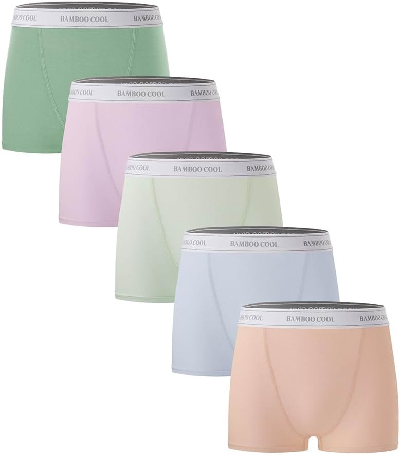 BAMBOO COOL Womens Boy Shorts Underwear Full Coverage High Waist Boxer Briefs Panties for Women 5 Pack - Product Image