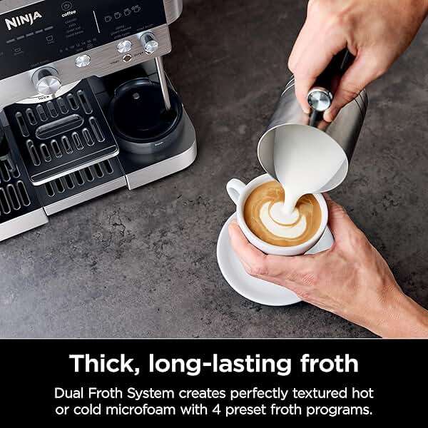 Ninja Luxe Café Premier 3-in-1 Espresso Machine, Drip Coffee, & Rapid Cold Brew | Built-in Coffee Grinder, Hands-Free Milk Frother, Assisted Tamper for Cappuccinos & Lattes | Stainless Steel | ES601 - Image 11