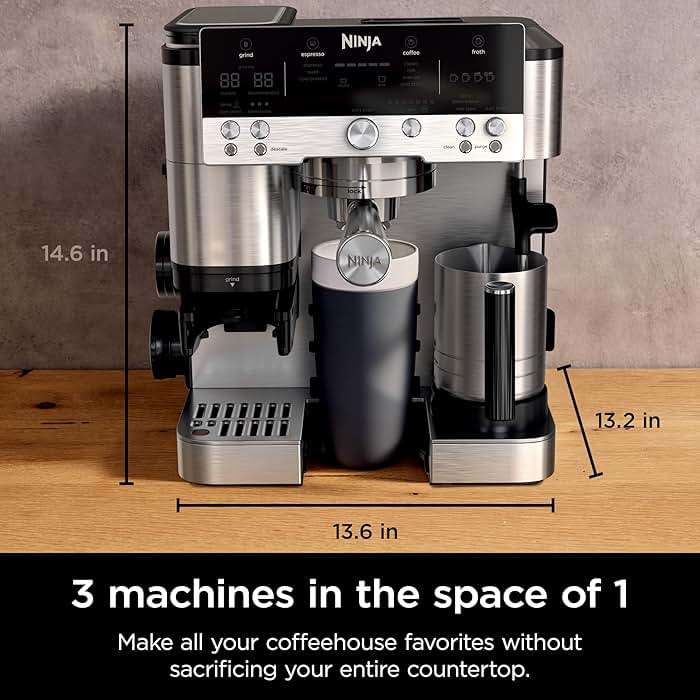 Ninja Luxe Café Premier 3-in-1 Espresso Machine, Drip Coffee, & Rapid Cold Brew | Built-in Coffee Grinder, Hands-Free Milk Frother, Assisted Tamper for Cappuccinos & Lattes | Stainless Steel | ES601 - Image 3