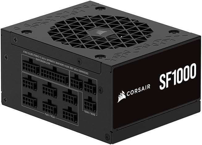 CORSAIR SF1000 (2024) Fully Modular SFX Low Noise 80 Plus Platinum Power Supply – ATX 3.1 Compliant, PCIe 5.1 Ready, Small Form Factor, Bracket Included – Black - Image 1