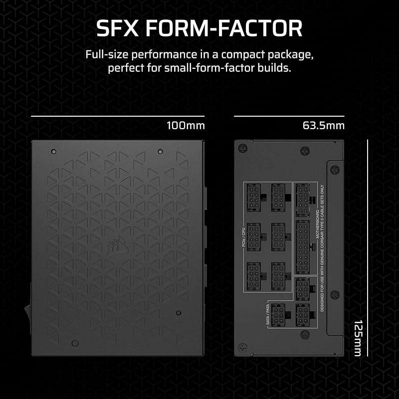 CORSAIR SF1000 (2024) Fully Modular SFX Low Noise 80 Plus Platinum Power Supply – ATX 3.1 Compliant, PCIe 5.1 Ready, Small Form Factor, Bracket Included – Black - Image 4
