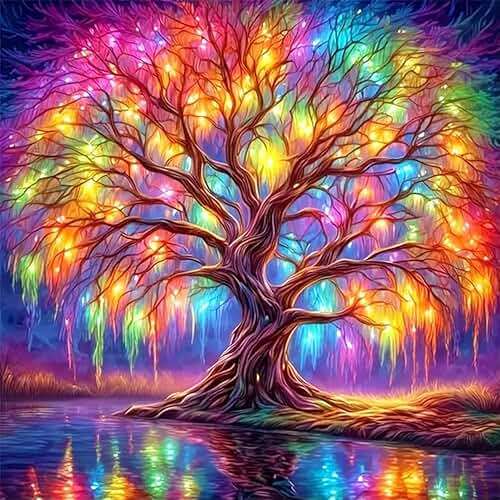 DIYCYCY Tree of Life Diamond Painting Kits for Adults,Full Drill Diamond Art Kits for Beginners,Round 5D DIY Diamond Dots Paintings, Diamonds Pictures Gem Art and Crafts Home Decor 13.78x13.78 inch - Image 1