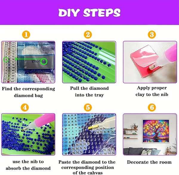 DIYCYCY Tree of Life Diamond Painting Kits for Adults,Full Drill Diamond Art Kits for Beginners,Round 5D DIY Diamond Dots Paintings, Diamonds Pictures Gem Art and Crafts Home Decor 13.78x13.78 inch - Image 7