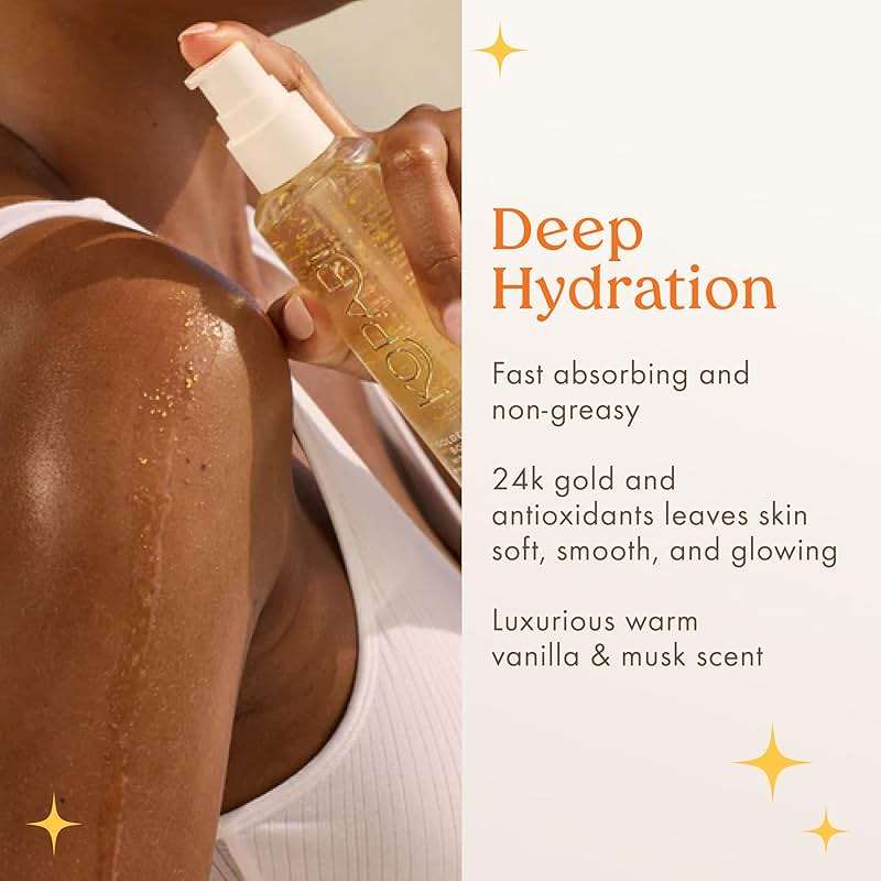 Kopari Golden Aura Body Oil with 24k Gold & Hyaluronic Acid - Hydrating Formula for Glowing Skin 3.3 oz - Image 3