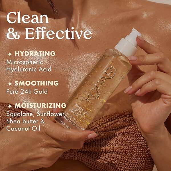 Kopari Golden Aura Body Oil with 24k Gold & Hyaluronic Acid - Hydrating Formula for Glowing Skin 3.3 oz - Image 4