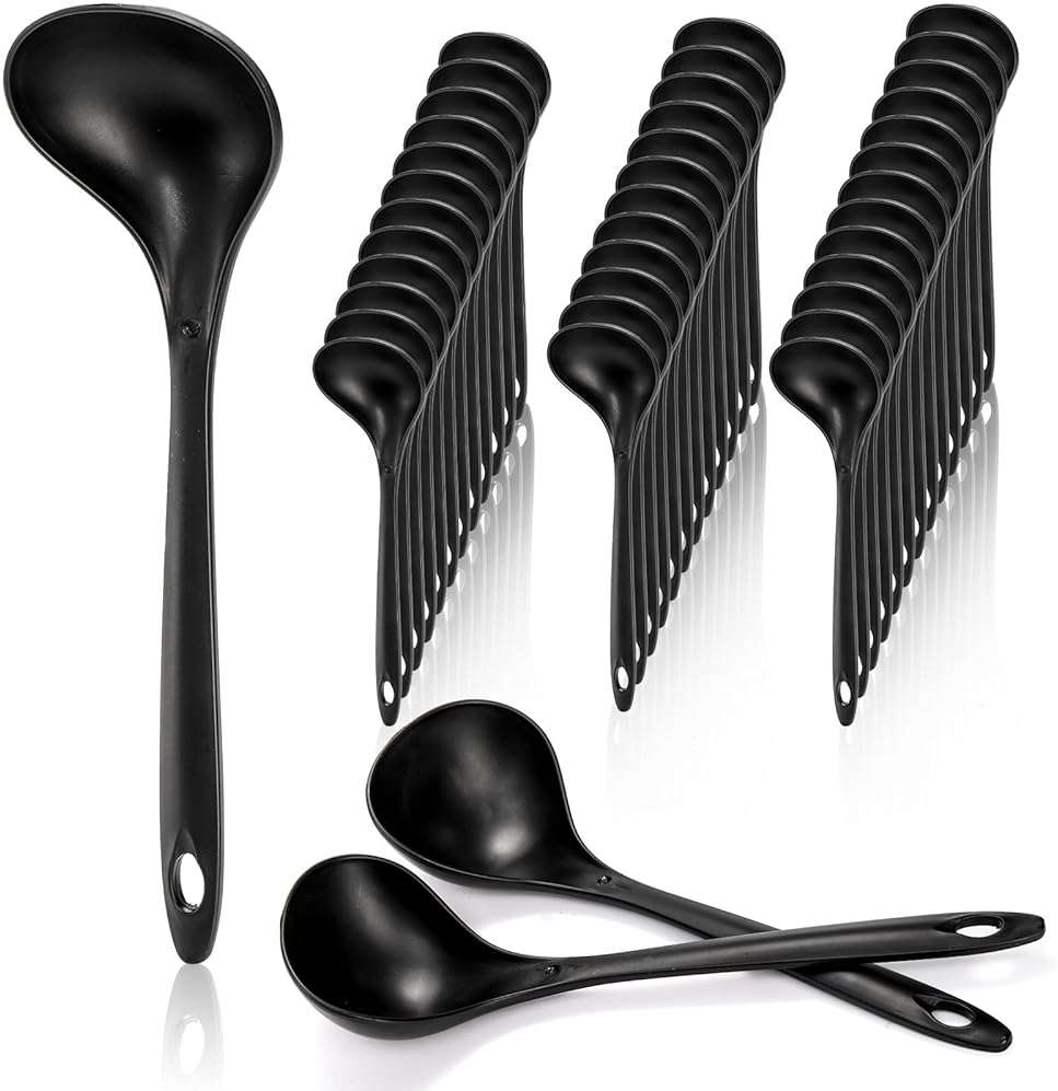Acshio 40 Pack Plastic Ladle Spoons, 1.5 Oz Solid Durable Disposable Serving Spoons with Long Handle, Heat Resistant Large Soup Ladle Bulk for Party Catering Buffet Restaurant, 9 x 2.8 Inch - Image 1