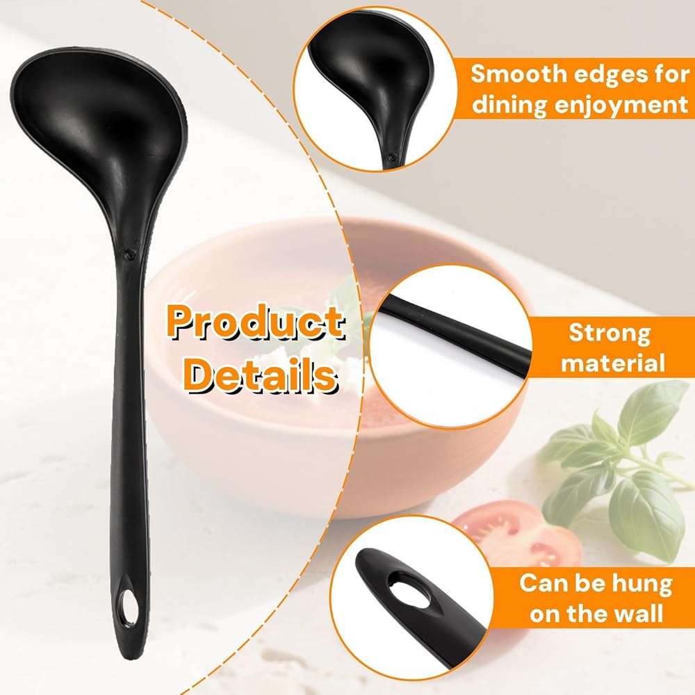 Acshio 40 Pack Plastic Ladle Spoons, 1.5 Oz Solid Durable Disposable Serving Spoons with Long Handle, Heat Resistant Large Soup Ladle Bulk for Party Catering Buffet Restaurant, 9 x 2.8 Inch - Image 4