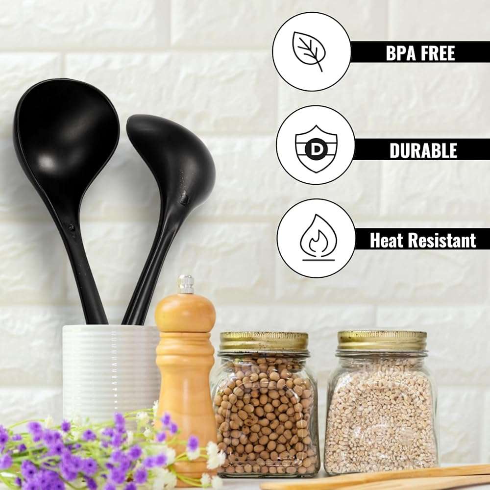 Acshio 40 Pack Plastic Ladle Spoons, 1.5 Oz Solid Durable Disposable Serving Spoons with Long Handle, Heat Resistant Large Soup Ladle Bulk for Party Catering Buffet Restaurant, 9 x 2.8 Inch - Image 6